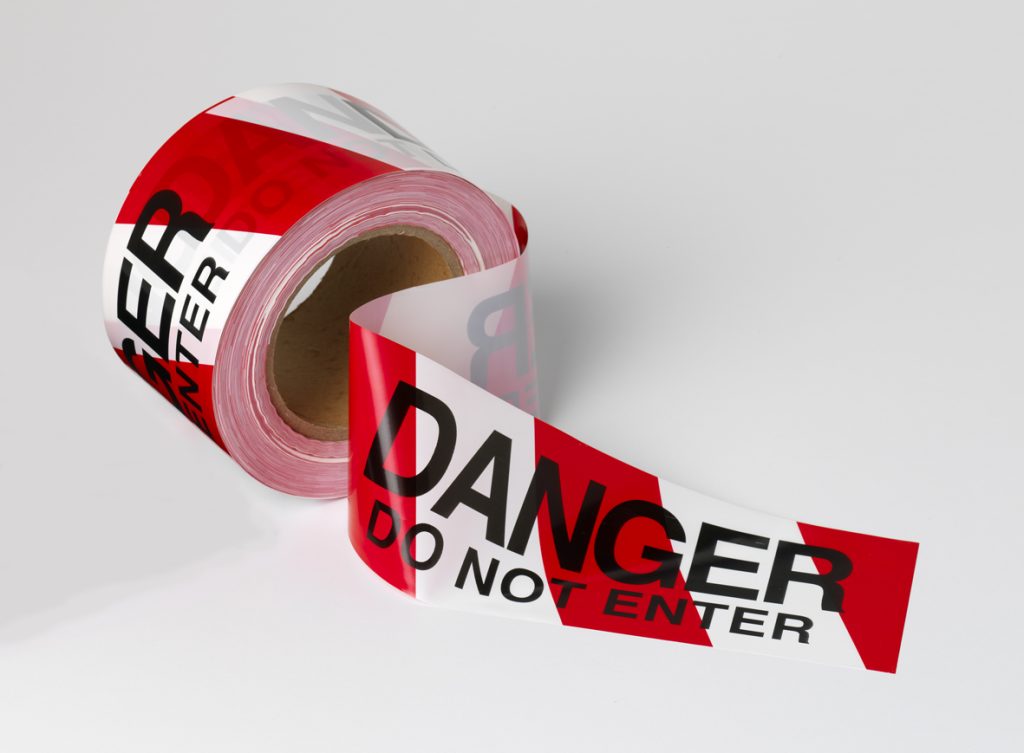 BARRIER SAFETY TAPE 100M ROLL (RED/WHITE ‘DANGER DO NOT ENTER